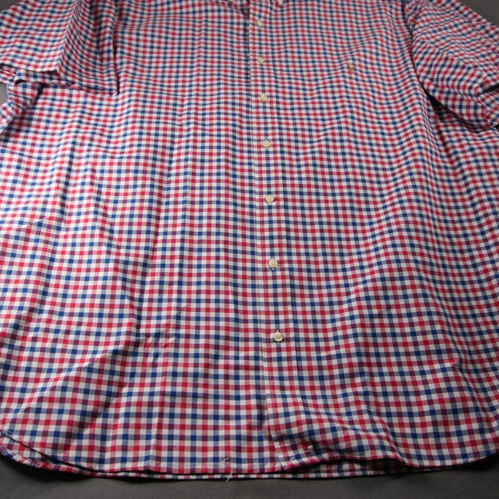 Ralph Lauren Gingham Check Short Sleeve Men Shirt 3XB Red White Blue Ivy Prep